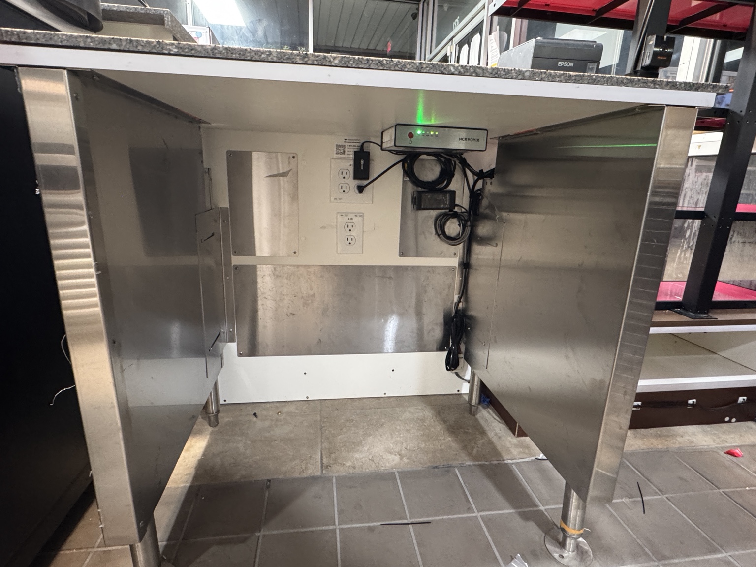 Clean POS bay with organized cabling