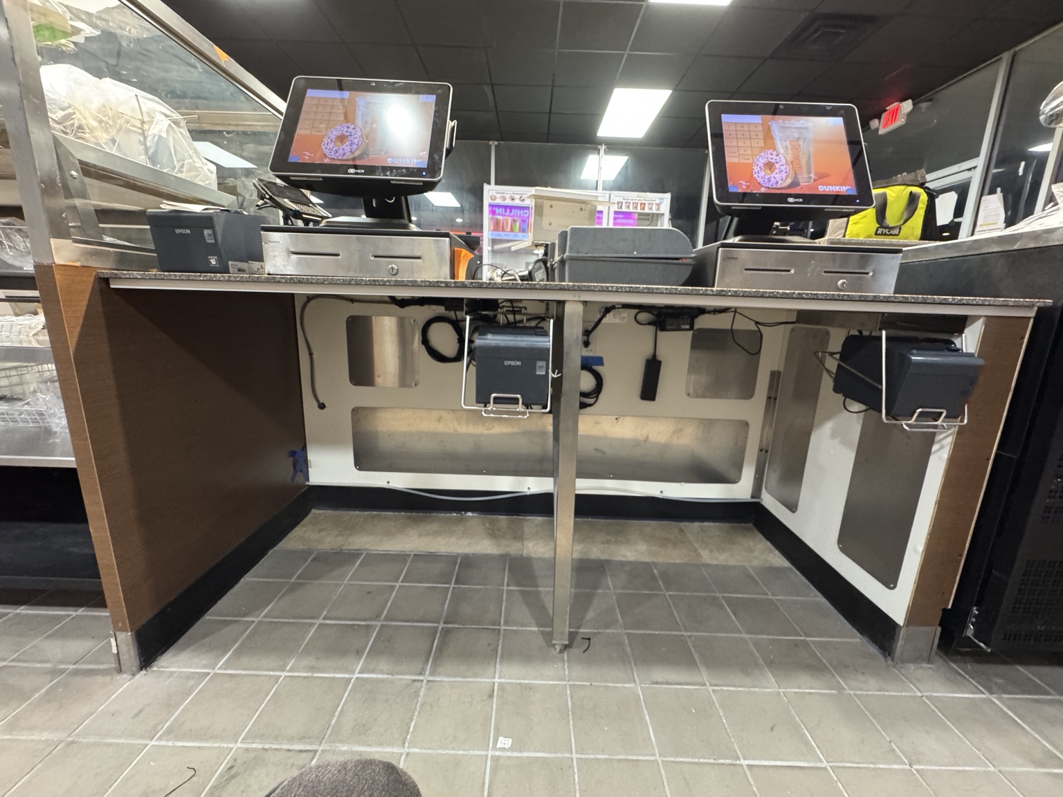 Installed dual POS counter with peripherals