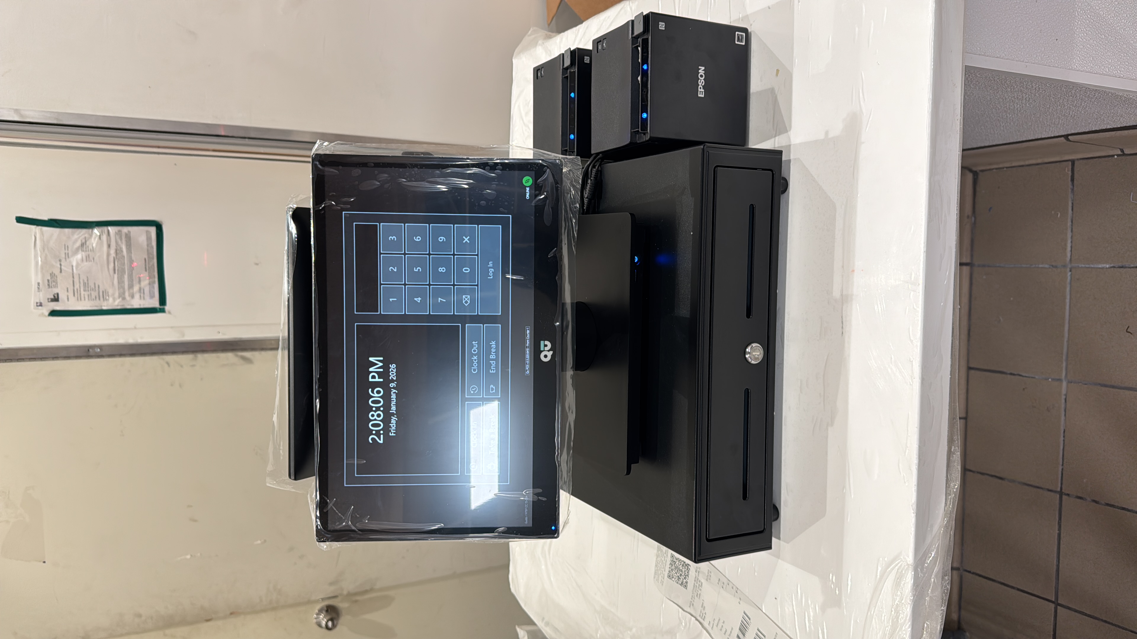 Modern POS terminal and receipt printers setup
