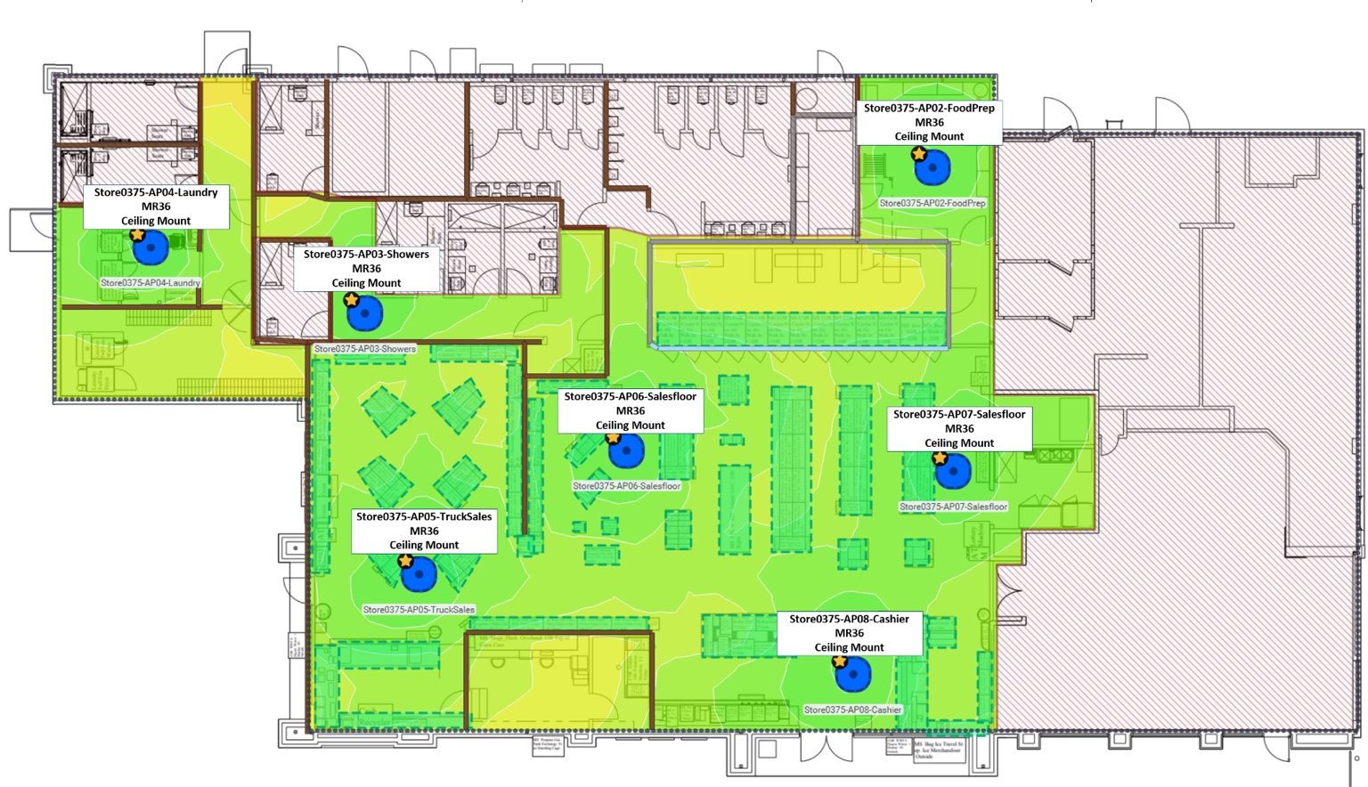 Wireless heatmap planning for business space